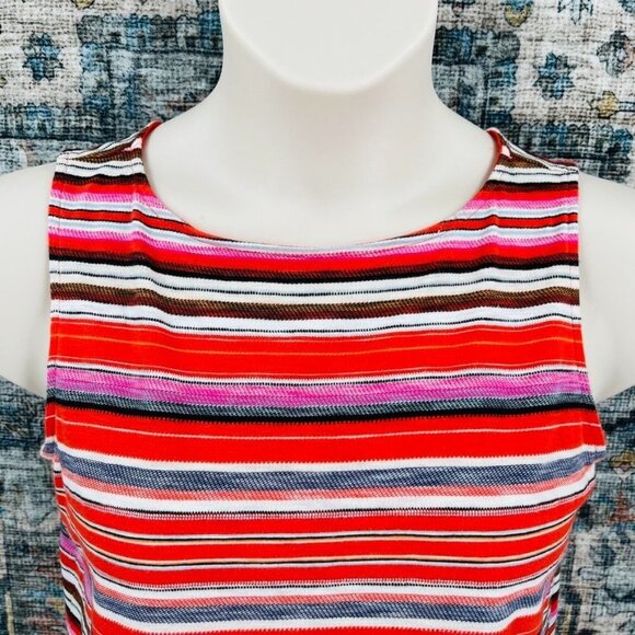 J. Jill Stripe Tank Top Size S Red Vibrant Stripe Summer Beachy - Picture 2 of 9